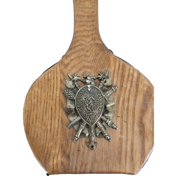Vintage MCM Wood and Leather Crest & Shield Fireplace Bellows Made In Japan - Picture 4 of 11